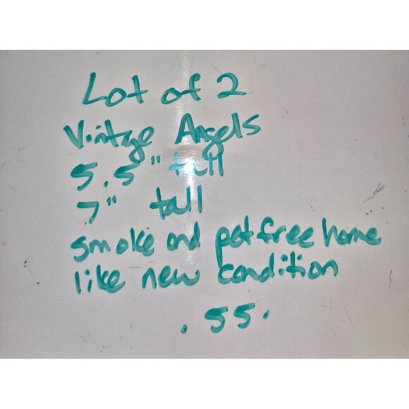 Vintage Ceramic & Fabric Angel Figurines Set - Glitter Wings Cloud Base - Home D - Picture 10 of 10